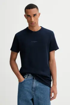 Tommy Jeans tricou din bumbac culoarea bleumarin, cu imprimeu, DM0DM21778 imagine