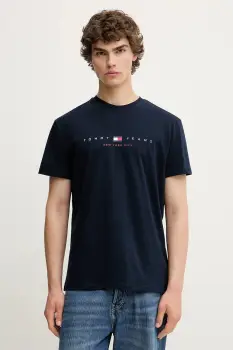 Tommy Jeans tricou din bumbac culoarea bleumarin, cu imprimeu, DM0DM21911 imagine