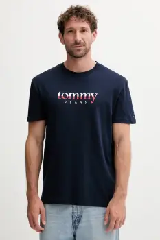 Tommy Jeans tricou din bumbac culoarea bleumarin, cu imprimeu, DM0DM21978 imagine
