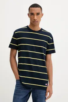 Tommy Jeans tricou din bumbac culoarea bleumarin, cu imprimeu, DM0DM21983 imagine