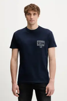 Tommy Jeans tricou din bumbac culoarea bleumarin, cu imprimeu, DM0DM22319 imagine