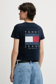 Tommy Jeans tricou din bumbac culoarea bleumarin, DW0DW21423 imagine