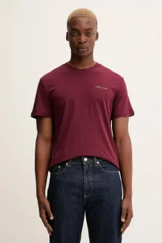 Tommy Jeans tricou din bumbac culoarea bordo, cu imprimeu, DM0DM21780 imagine