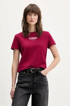 Tommy Jeans tricou din bumbac culoarea bordo, DW0DW21842 imagine