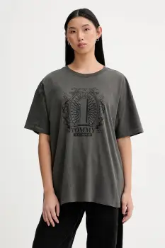 Tommy Jeans tricou din bumbac culoarea gri, DW0DW21858 imagine