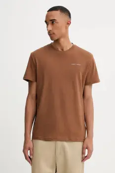 Tommy Jeans tricou din bumbac culoarea maro, cu imprimeu, DM0DM21780 imagine