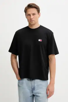 Tommy Jeans tricou din bumbac culoarea negru, cu imprimeu, DM0DM21785 imagine