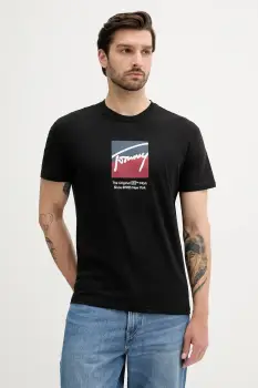 Tommy Jeans tricou din bumbac culoarea negru, cu imprimeu, DM0DM21940 imagine