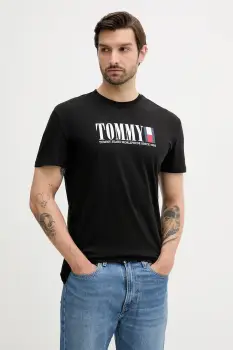 Tommy Jeans tricou din bumbac culoarea negru, cu imprimeu, DM0DM21941 imagine