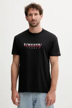 Tommy Jeans tricou din bumbac culoarea negru, cu imprimeu, DM0DM21978 imagine
