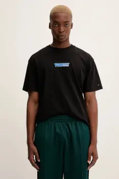 Tommy Jeans tricou din bumbac culoarea negru, cu imprimeu, DM0DM22051 imagine