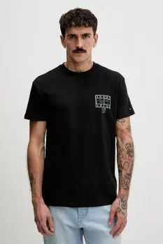 Tommy Jeans tricou din bumbac culoarea negru, cu imprimeu, DM0DM22319 imagine