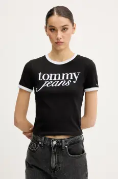 Tommy Jeans tricou din bumbac culoarea negru, DW0DW20631 imagine