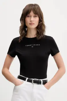 Tommy Jeans tricou din bumbac culoarea negru, DW0DW21550 imagine