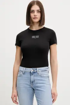 Tommy Jeans tricou din bumbac culoarea negru, DW0DW21841 imagine