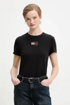 Tommy Jeans tricou din bumbac culoarea negru, DW0DW21965 imagine