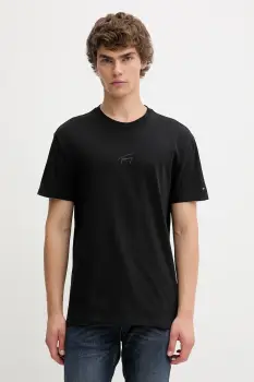 Tommy Jeans tricou din bumbac culoarea negru, uni, DM0DM22138 imagine
