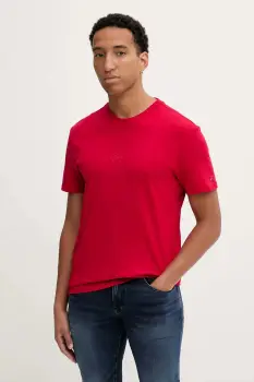 Tommy Jeans tricou din bumbac culoarea rosu, uni, DM0DM22138 imagine