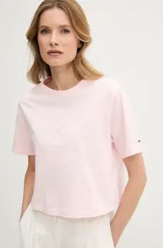 Tommy Jeans tricou din bumbac culoarea roz, DW0DW20326 imagine