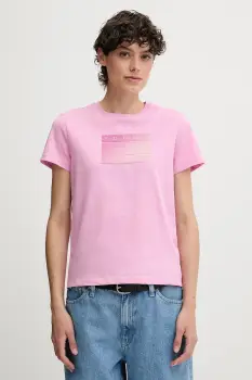 Tommy Jeans tricou din bumbac culoarea roz, DW0DW20905 imagine