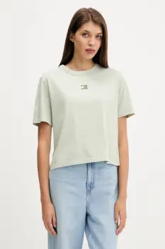 Tommy Jeans tricou din bumbac culoarea verde, DW0DW22202 imagine