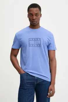 Tommy Jeans tricou din bumbac culoarea violet, cu imprimeu, DM0DM22317 imagine