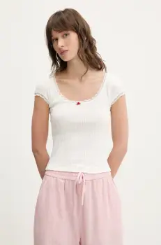 Tommy Jeans tricou din bumbac femei, culoarea alb, DW0DW20621 imagine