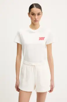 Tommy Jeans tricou din bumbac femei, culoarea alb, DW0DW21338 imagine