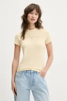 Tommy Jeans tricou din bumbac femei, culoarea galben, DW0DW20315 imagine
