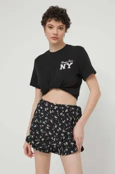 Tommy Jeans tricou din bumbac femei, culoarea negru imagine
