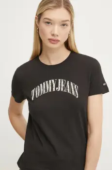 Tommy Jeans tricou din bumbac femei, culoarea negru, DW0DW20161 imagine