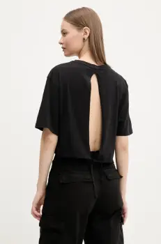 Tommy Jeans tricou din bumbac femei, culoarea negru, DW0DW20324 imagine