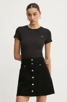 Tommy Jeans tricou din bumbac femei, culoarea negru, DW0DW20459 imagine