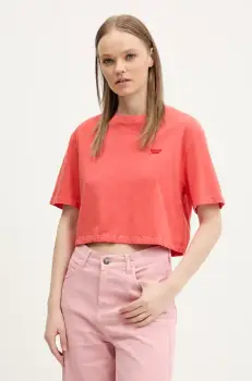 Tommy Jeans tricou din bumbac femei, culoarea portocaliu, DW0DW20324 imagine