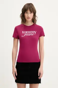 Tommy Jeans tricou din bumbac femei, culoarea roz, DW0DW19447 imagine