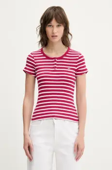 Tommy Jeans tricou din bumbac femei, culoarea roz, DW0DW19502 imagine