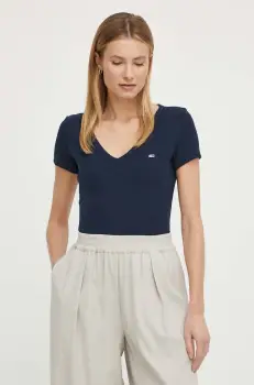 Tommy Jeans tricou femei, culoarea albastru marin, DW0DW17385 imagine
