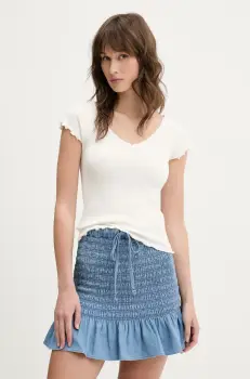 Tommy Jeans tricou femei, culoarea bej, DW0DW21349 imagine