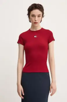 Tommy Jeans tricou femei, culoarea bordo imagine