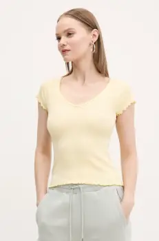 Tommy Jeans tricou femei, culoarea galben, DW0DW21349 imagine