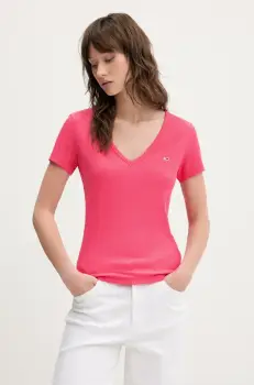 Tommy Jeans tricou femei, culoarea roz, DW0DW17385 imagine