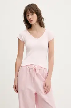 Tommy Jeans tricou femei, culoarea roz, DW0DW21349 imagine