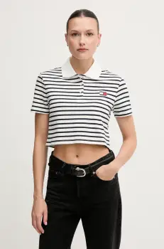Tommy Jeans tricou polo culoarea alb, DW0DW21363 imagine