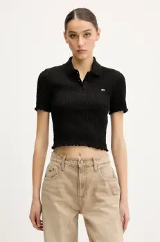 Tommy Jeans tricou polo culoarea negru, DW0DW20296 imagine