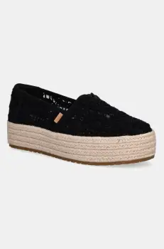 Toms espadrile CROCHET LACE culoarea negru, cu platforma, 10021913 imagine