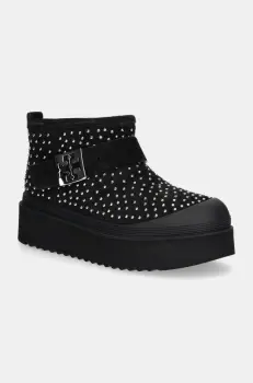 Tory Burch cizme de zapada din piele intoarsa Mellow Shearling Stud Platform Boot culoarea negru, 165420-006 imagine