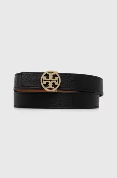 Tory Burch curea de piele cu doua fete femei, culoarea negru imagine