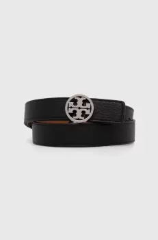 Tory Burch curea de piele cu doua fete femei, culoarea negru imagine