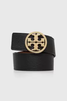 Tory Burch curea de piele cu doua fete femei, culoarea negru imagine