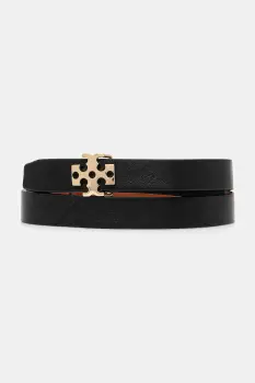 Tory Burch curea de piele cu doua fete Logo culoarea negru, 157857-001 imagine